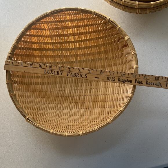 6 Nesting Brown Rounded Woven Wicker Rattan Basket Vegetable Fruit Boho Country - Picture 8 of 15